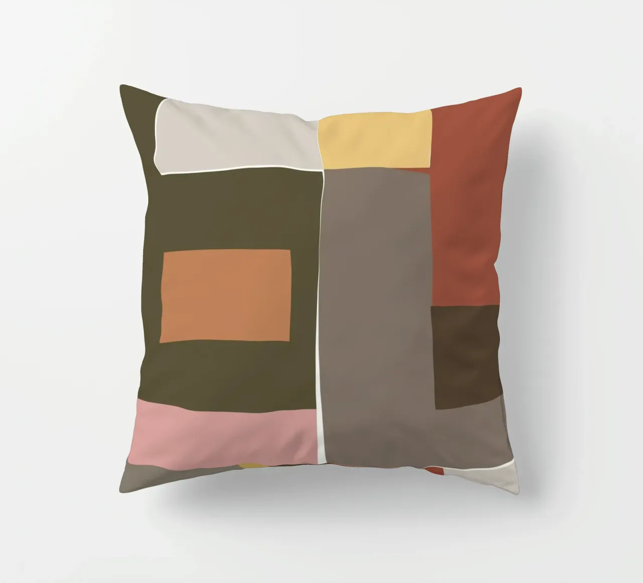 Mosaic Color Blocking | Olive & Tan cuscino da sabidussi
