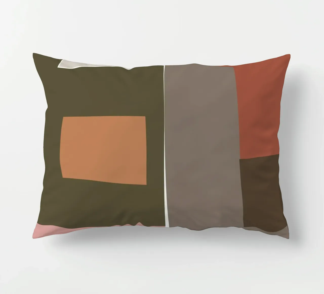 Mosaic Color Blocking | Olive & Tan cuscino da sabidussi