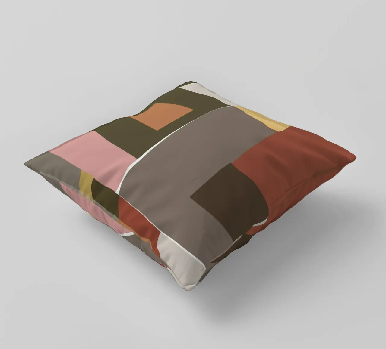 Mosaic Color Blocking | Olive & Tan cuscino da sabidussi