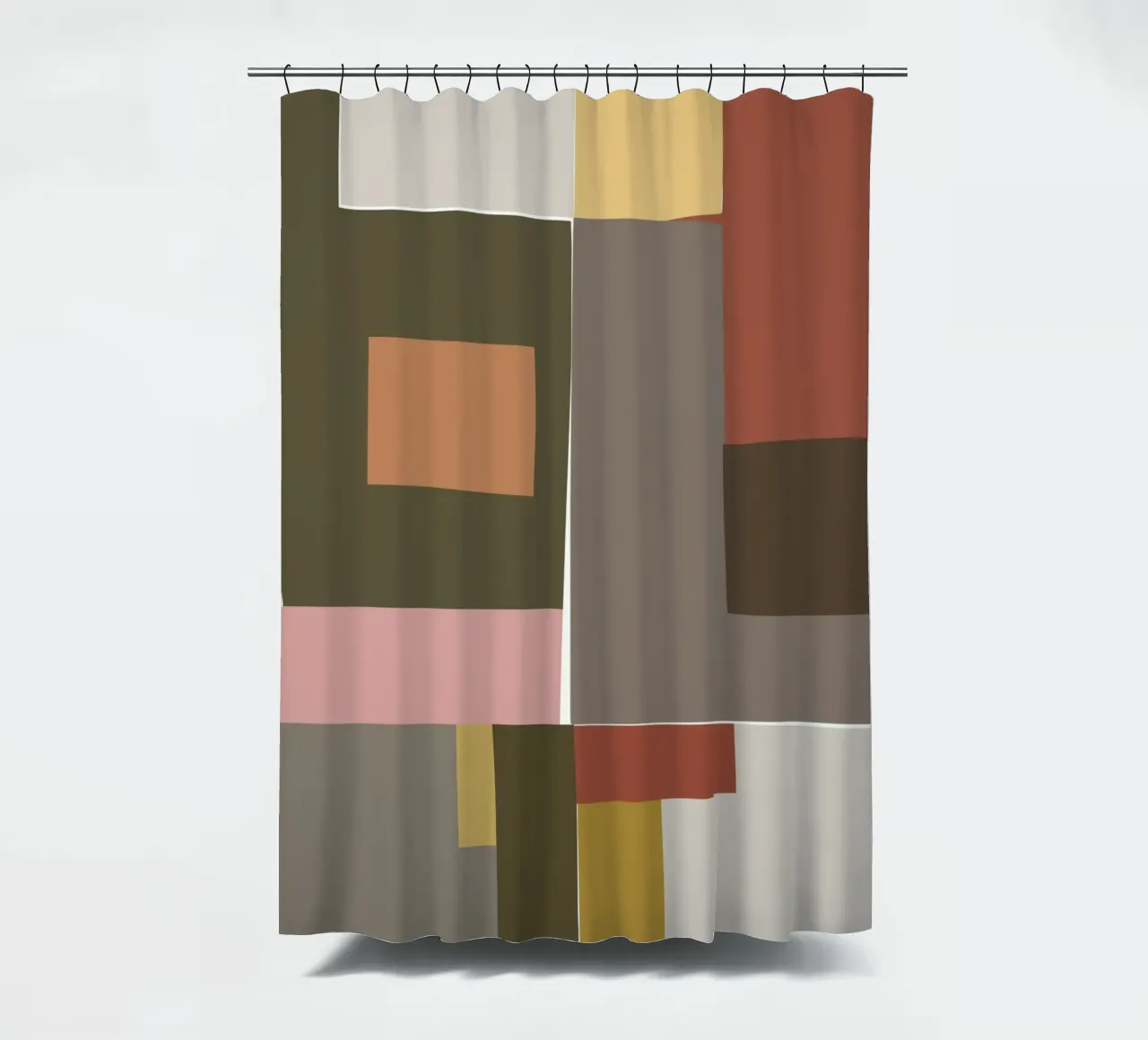 Mosaic Color Blocking | Olive & Tan tenda da doccia da sabidussi