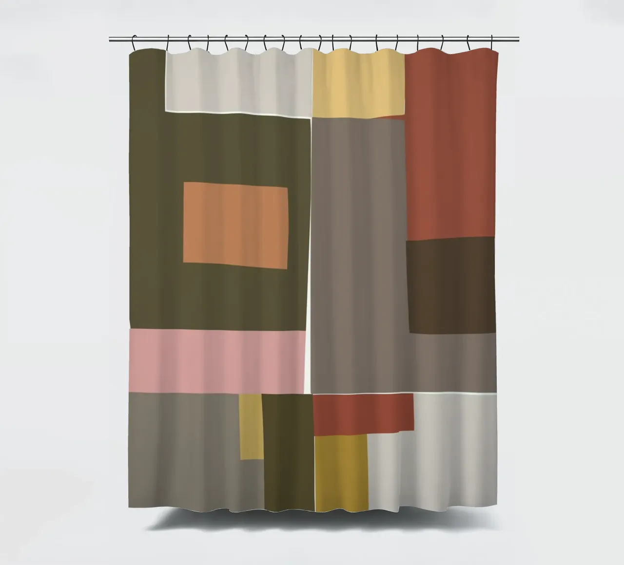 Mosaic Color Blocking | Olive & Tan tenda da doccia da sabidussi