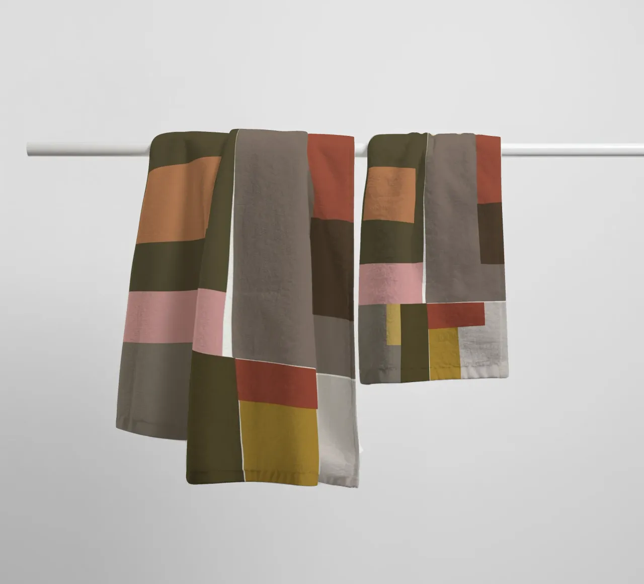 Mosaic Color Blocking | Olive & Tan asciugamano da bagno da sabidussi
