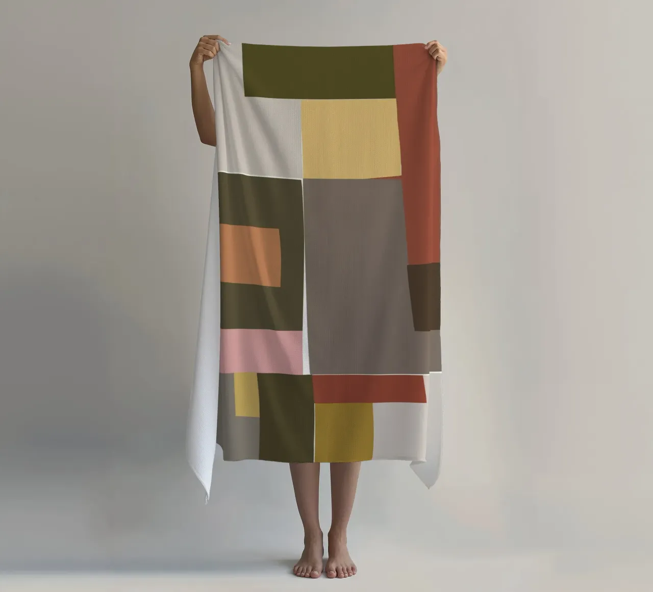 Mosaic Color Blocking | Olive & Tan telo mare da sabidussi
