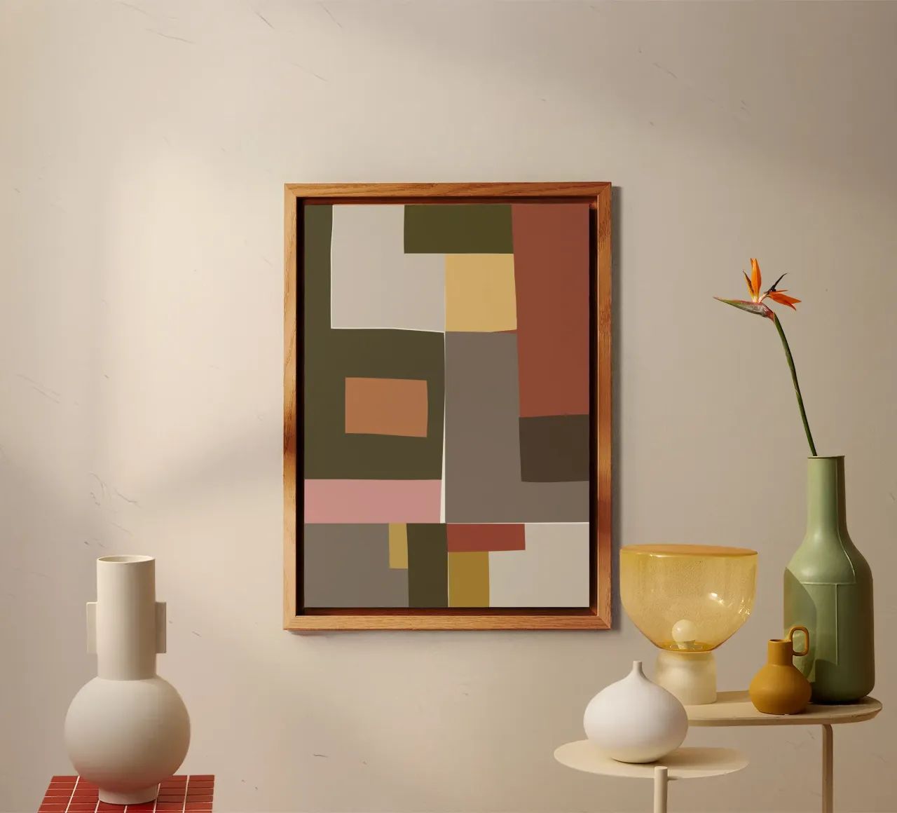 Mosaic Color Blocking | Olive & Tan alluminio dibond da sabidussi