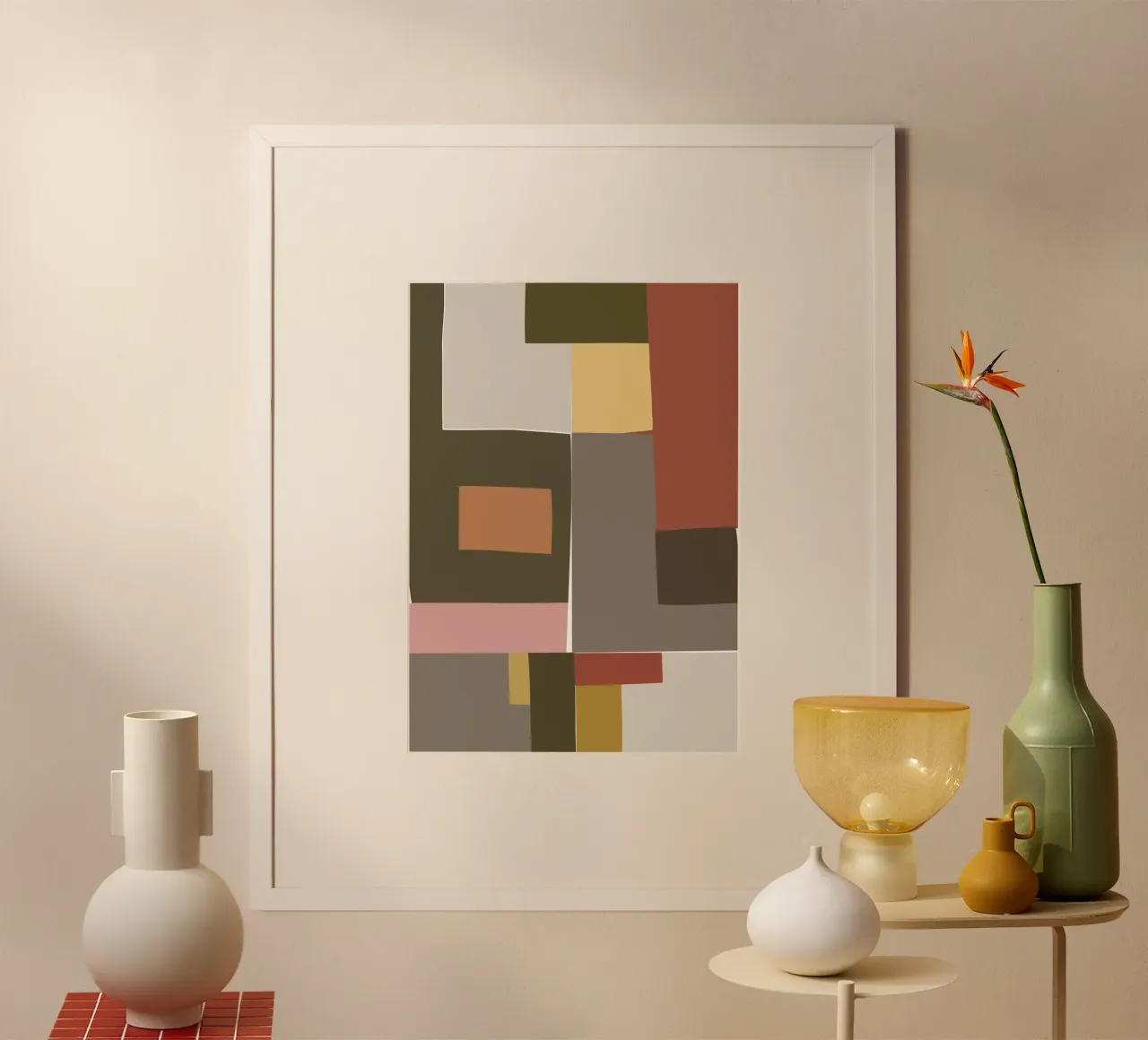 Mosaic Color Blocking | Olive & Tan poster da sabidussi