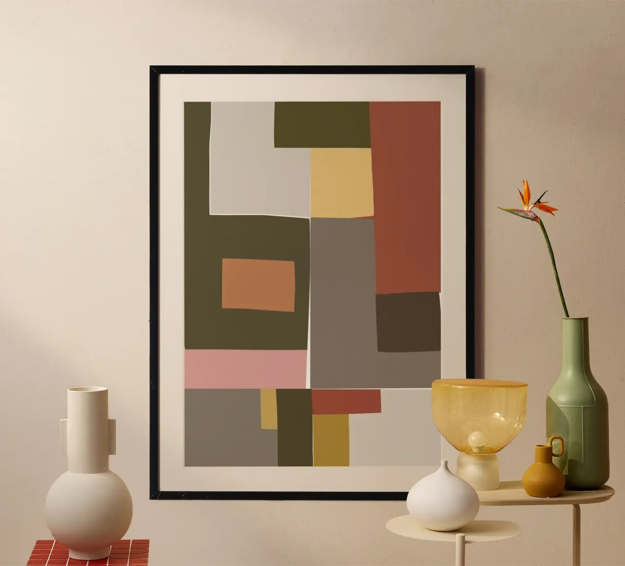 Mosaic Color Blocking | Olive & Tan poster da sabidussi