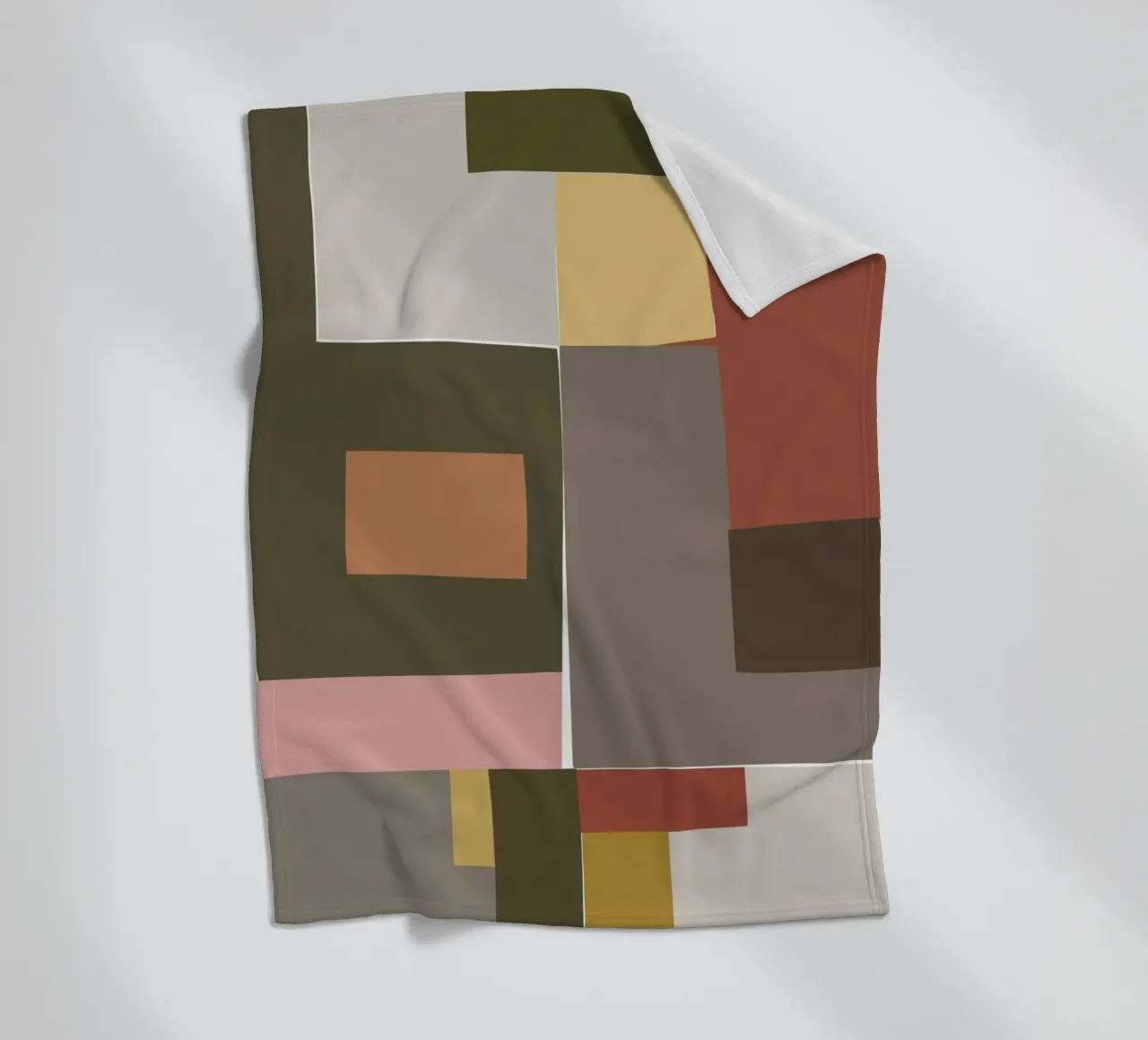 Mosaic Color Blocking | Olive & Tan coperta in pile da sabidussi