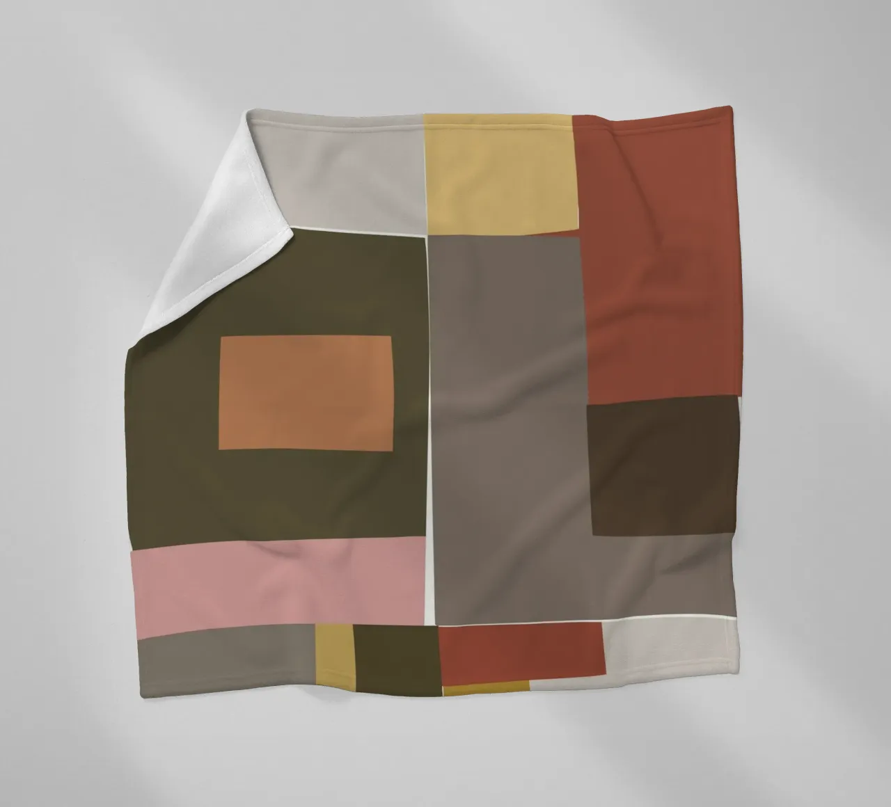 Mosaic Color Blocking | Olive & Tan coperta in pile da sabidussi