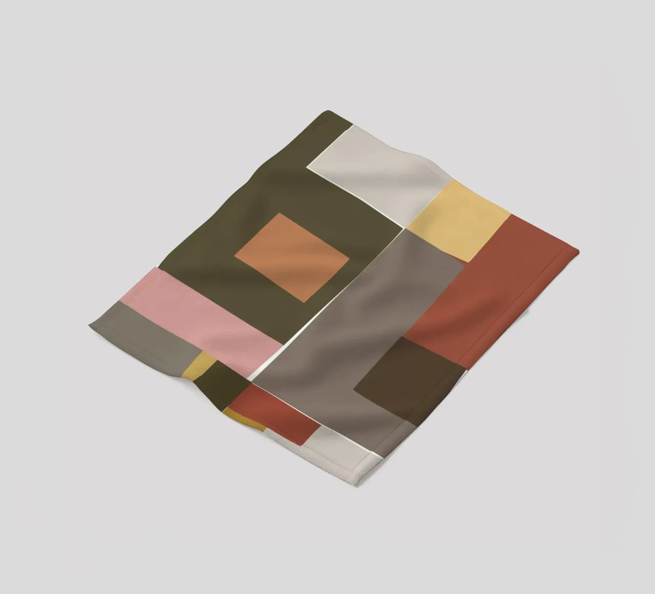 Mosaic Color Blocking | Olive & Tan coperta in pile da sabidussi