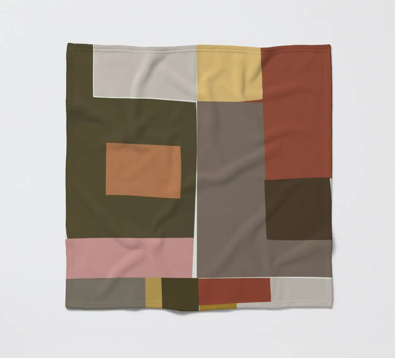 Mosaic Color Blocking | Olive & Tan coperta in pile da sabidussi