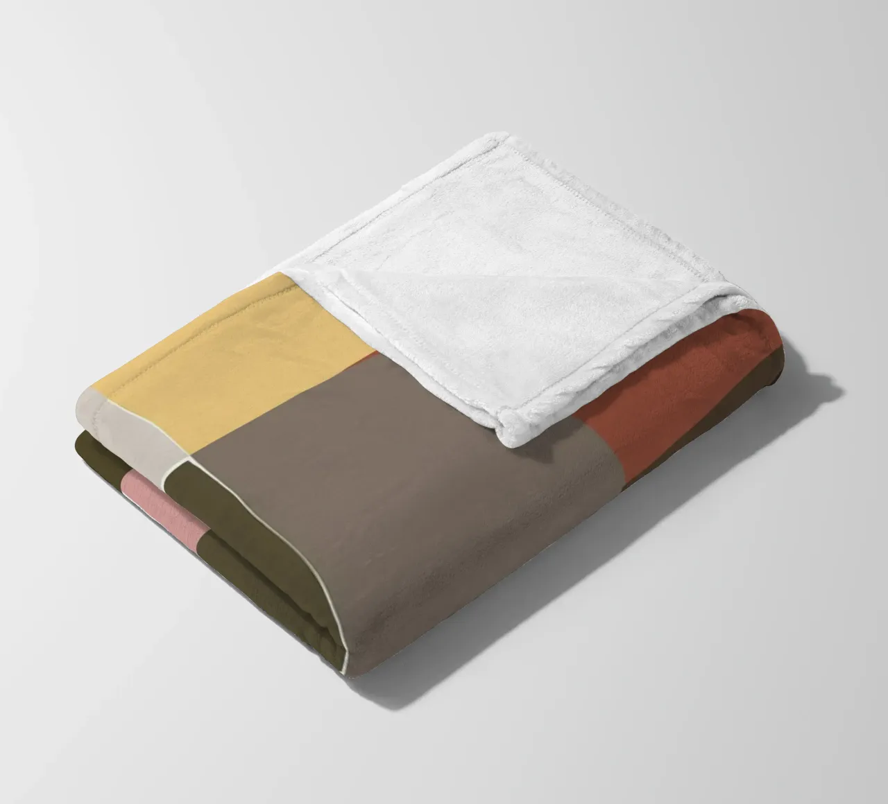 Mosaic Color Blocking | Olive & Tan coperta in pile da sabidussi