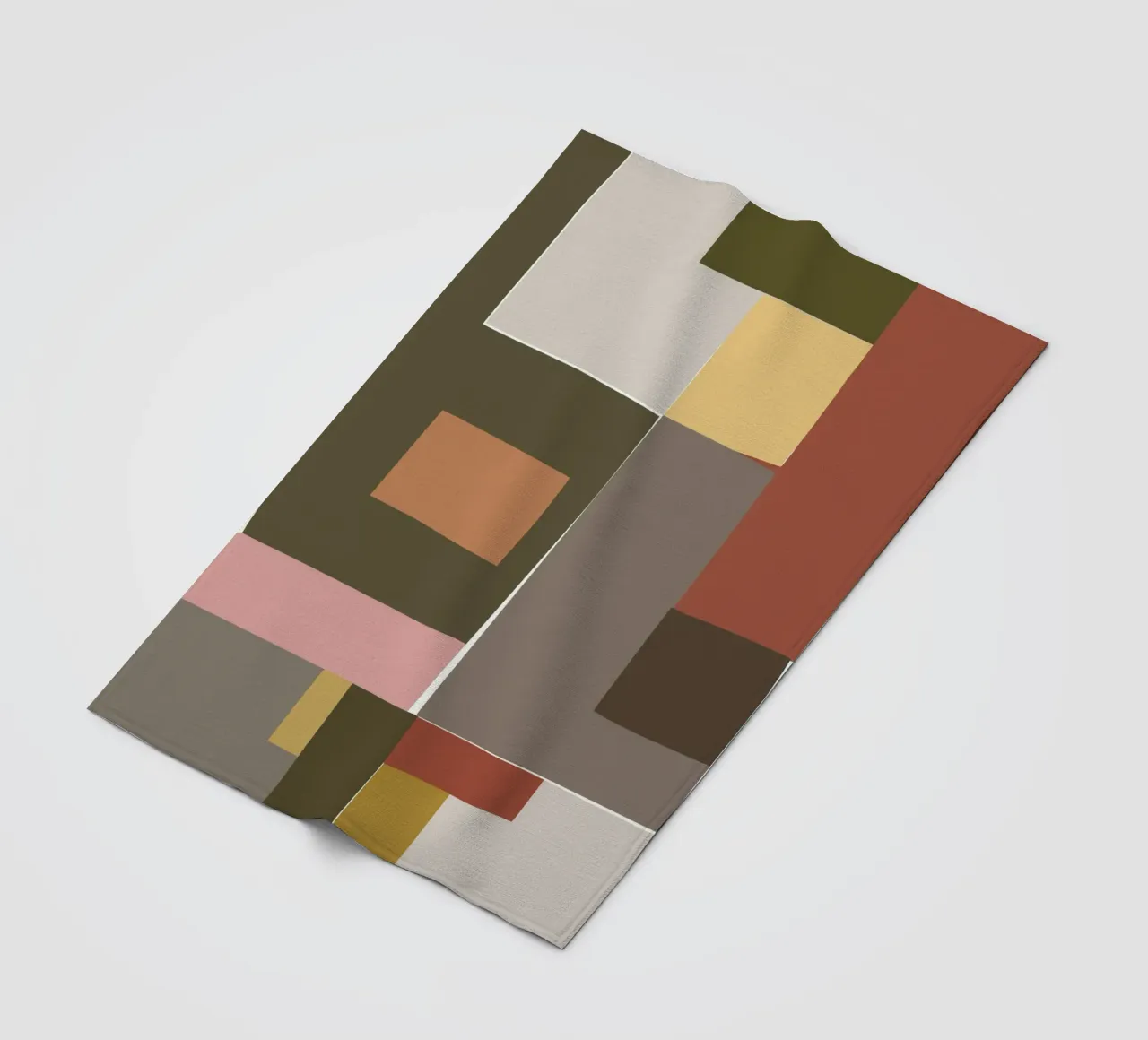 Mosaic Color Blocking | Olive & Tan coperta in pile da sabidussi