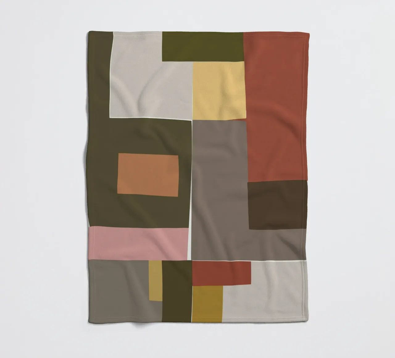 Mosaic Color Blocking | Olive & Tan coperta in pile da sabidussi