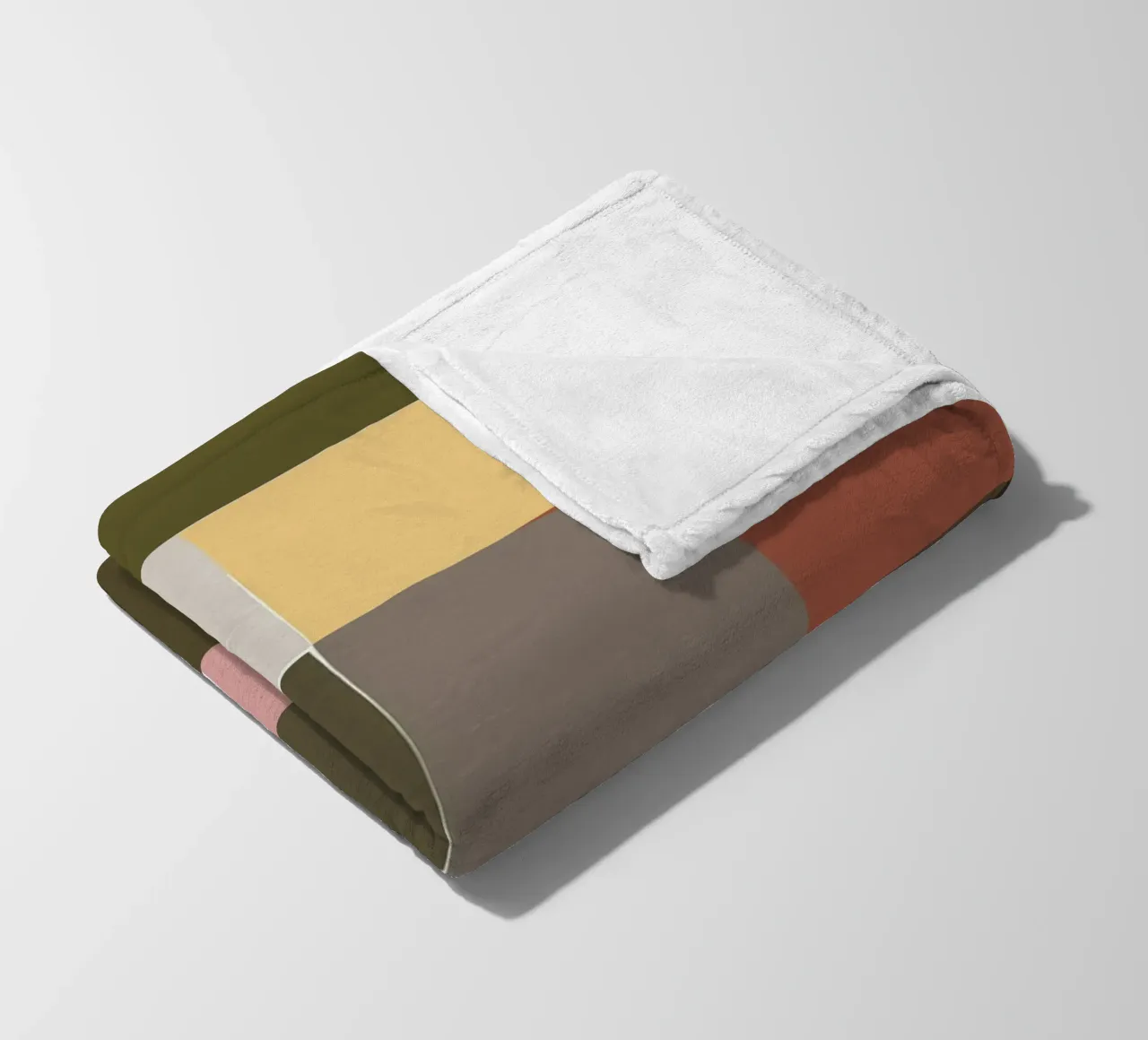 Mosaic Color Blocking | Olive & Tan coperta in pile da sabidussi
