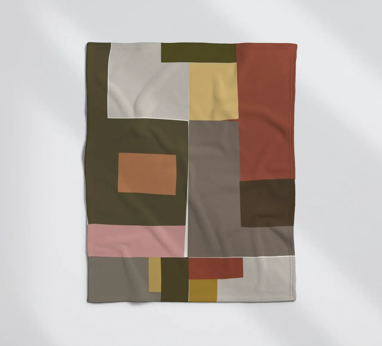 Mosaic Color Blocking | Olive & Tan coperta in pile da sabidussi