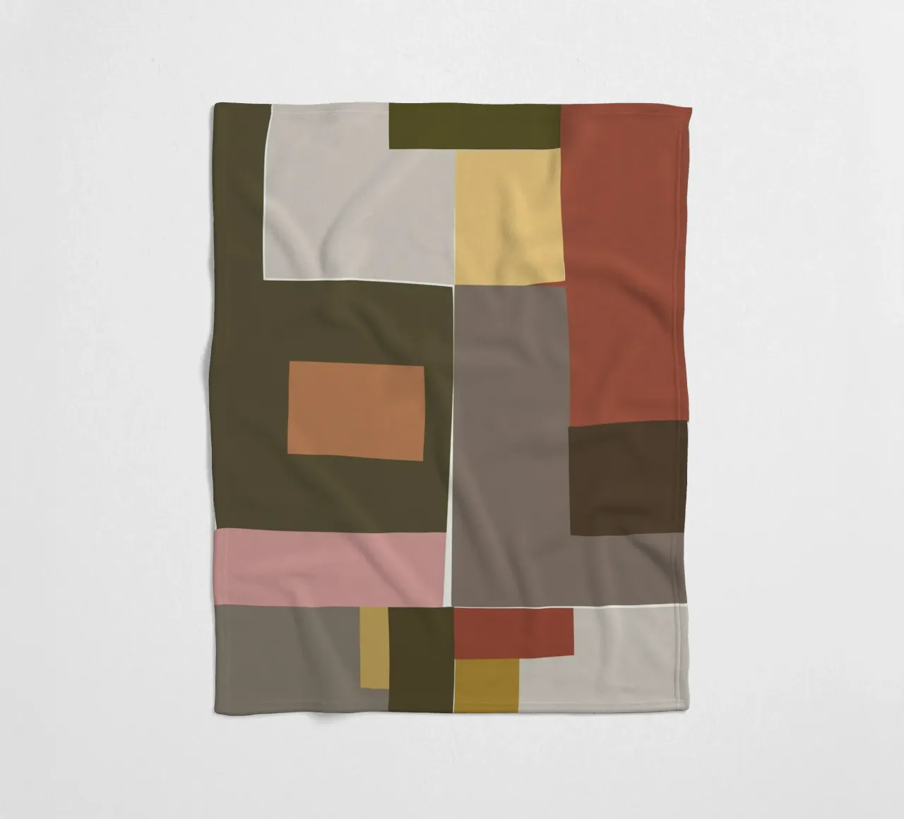 Mosaic Color Blocking | Olive & Tan coperta in pile da sabidussi