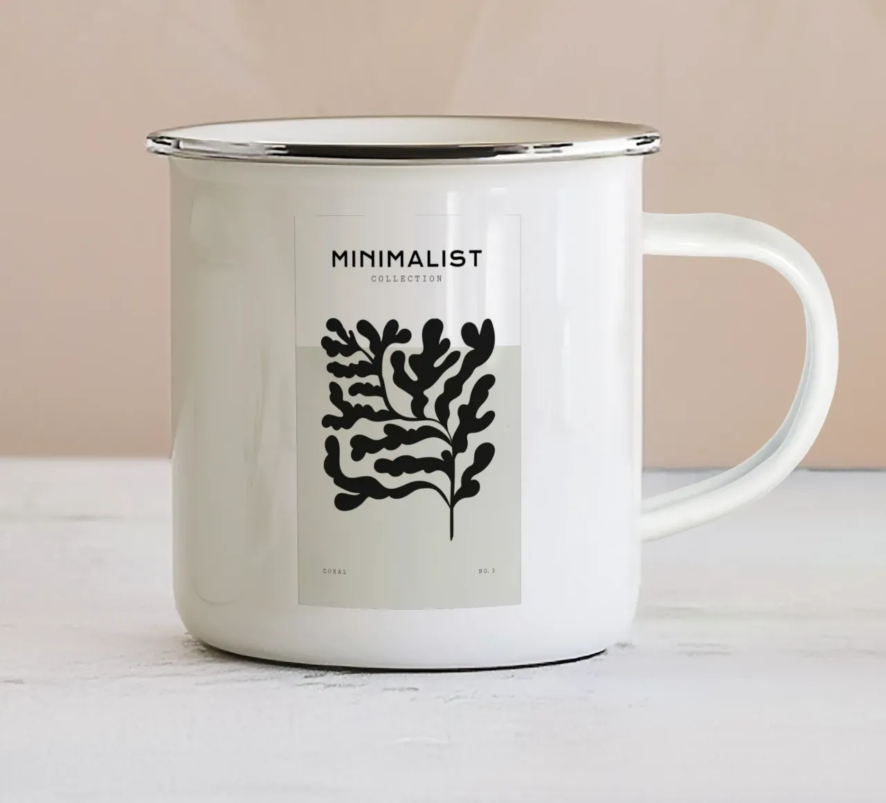 Boho Bohemian 4 Soft Coral 3 Emaille Tasse von Boho Print Collection