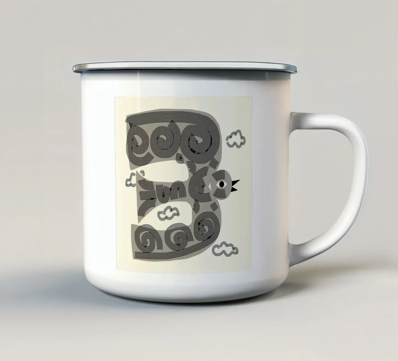 Uccello grigio tazza in smalto da Little Dean