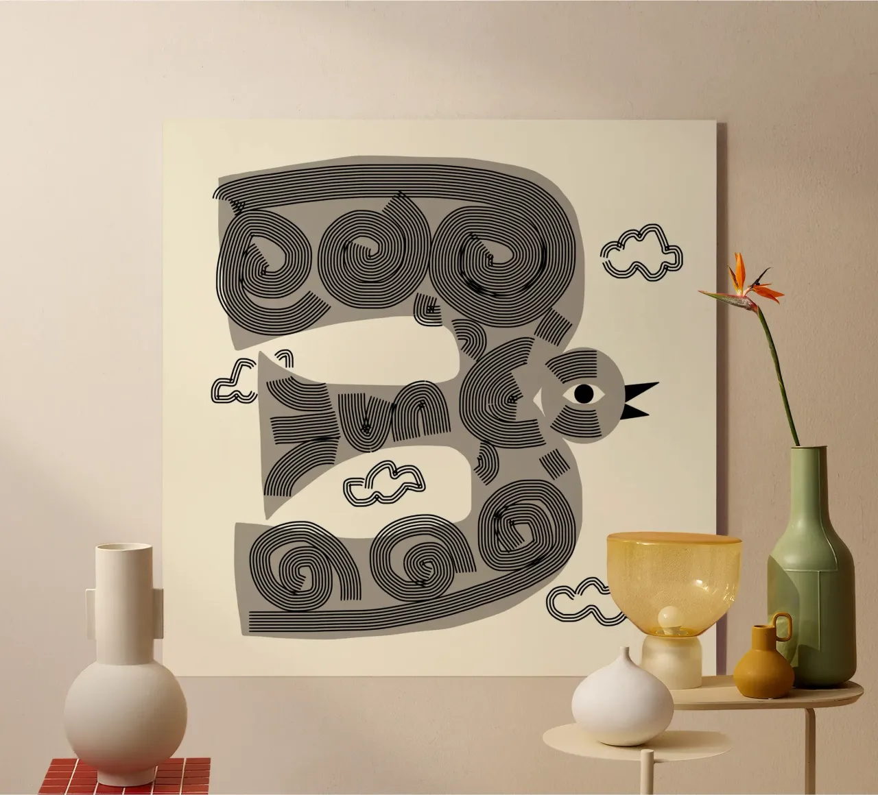 Uccello grigio plexiglass da Little Dean