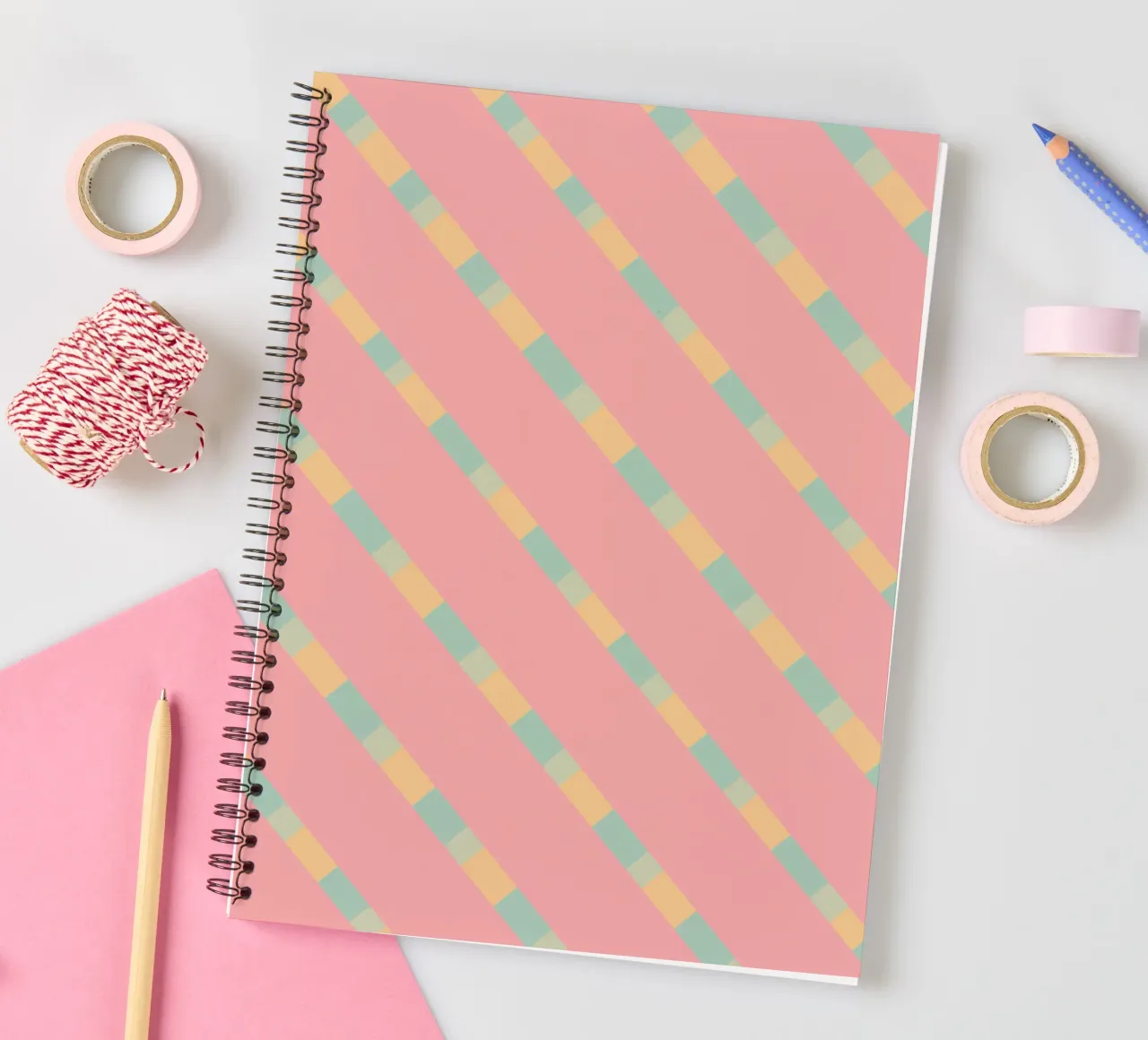 Weaving stripe pattern 12 spiral notebook by Little Dean