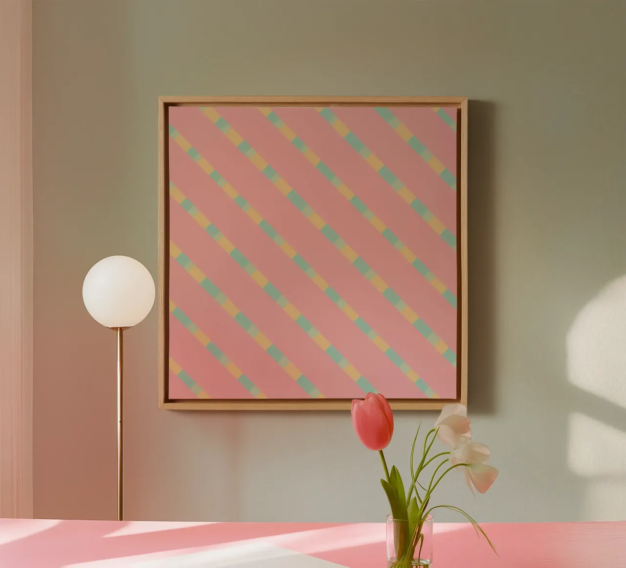 Weaving stripe pattern 12 canvas with Floater frame by Little Dean