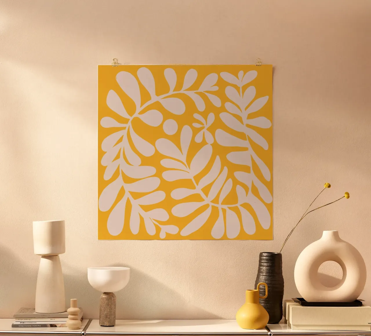 Fogliame giallo poster con telaio in alluminio da Little Dean