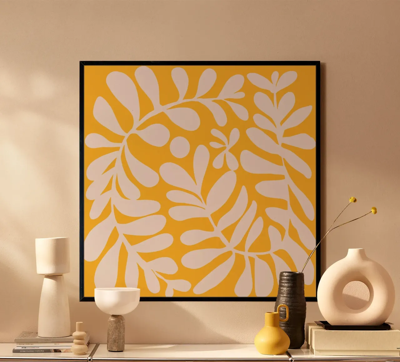 Fogliame giallo poster con telaio in alluminio da Little Dean