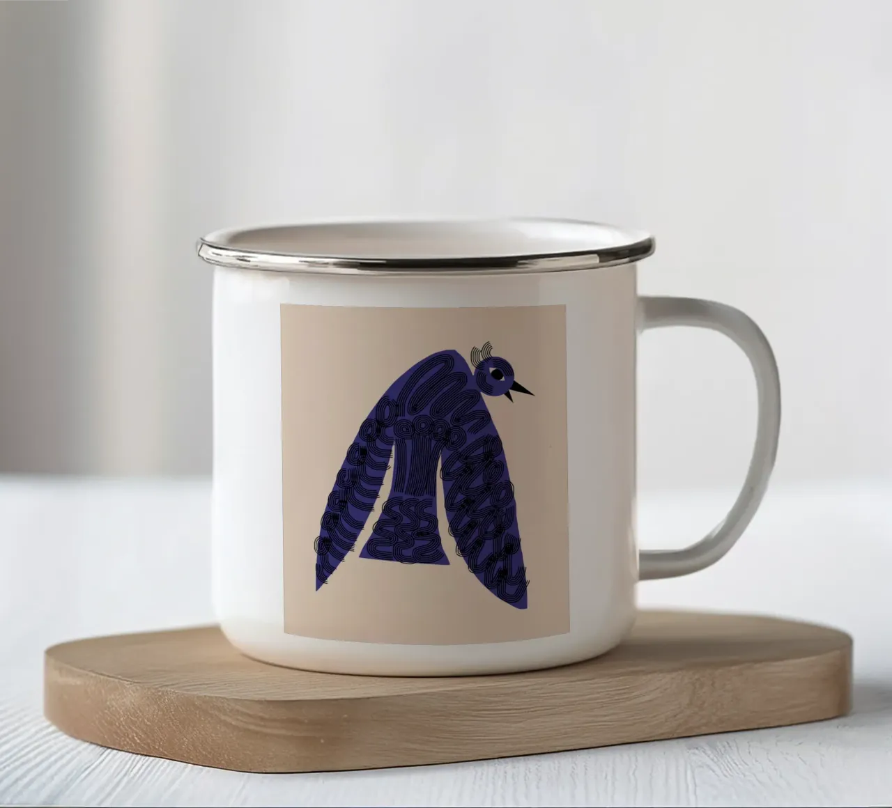 L'uccello blu vola tazza in smalto da Little Dean