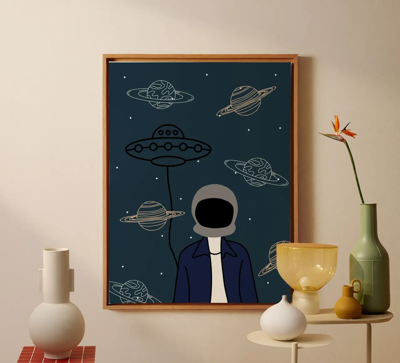 Martian multiverse canvas with Floater frame by Little Dean