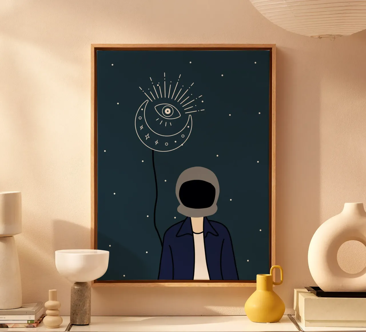 Boho marsmannetje canvas met Baklijst van Little Dean