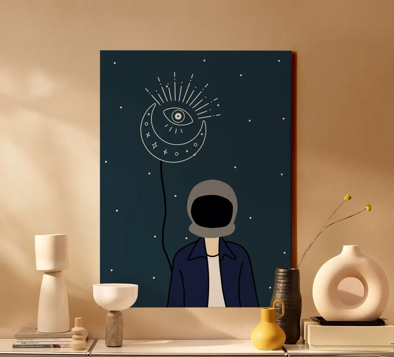 Boho marsmannetje canvas met Baklijst van Little Dean