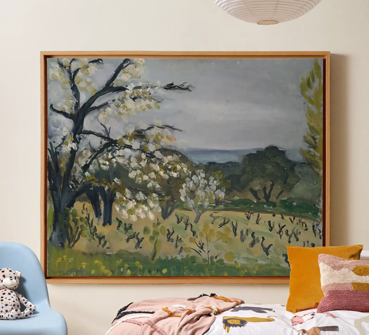 view of rice fields canvas with Floater frame by briyan shop