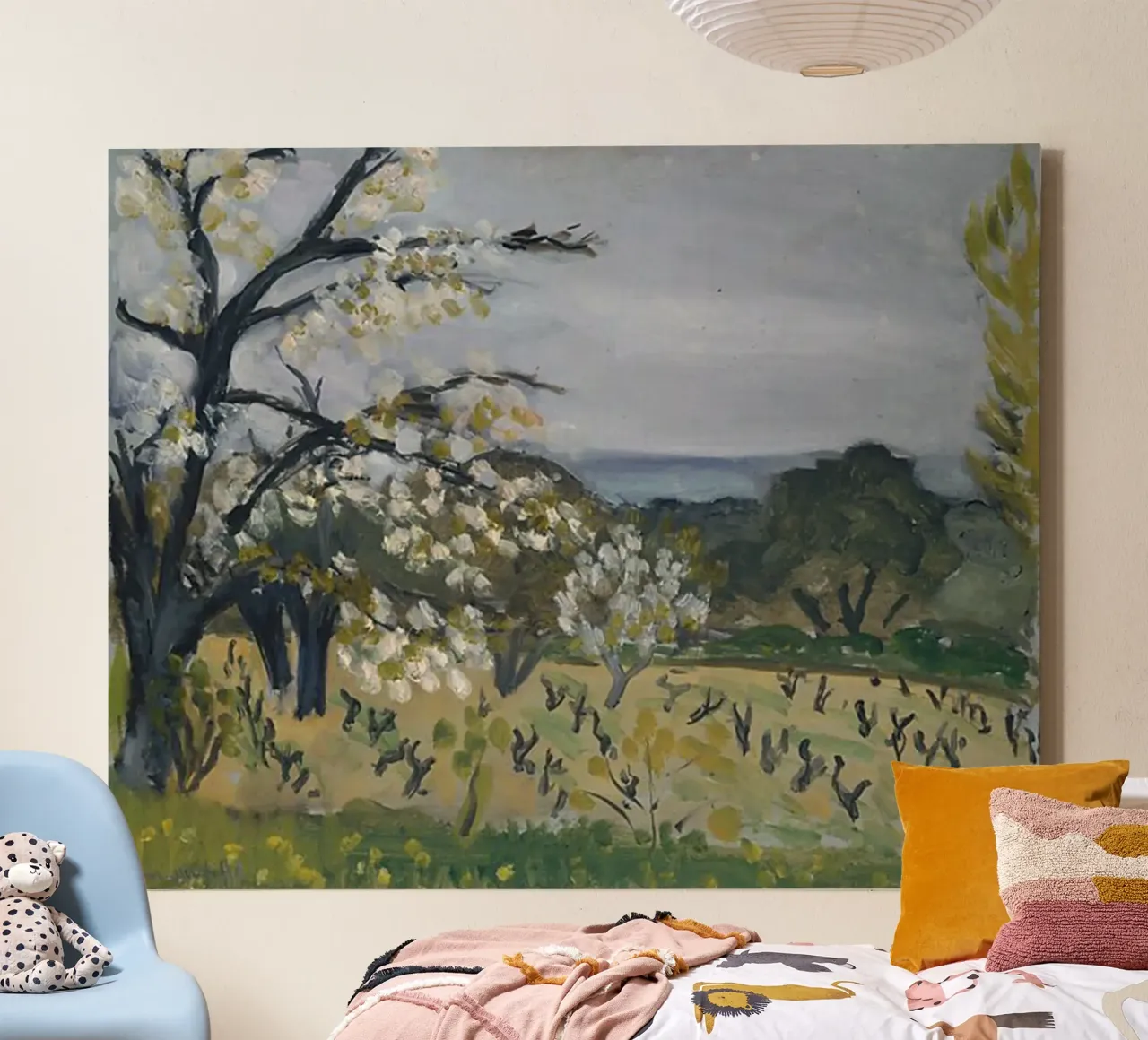view of rice fields canvas with Floater frame by briyan shop