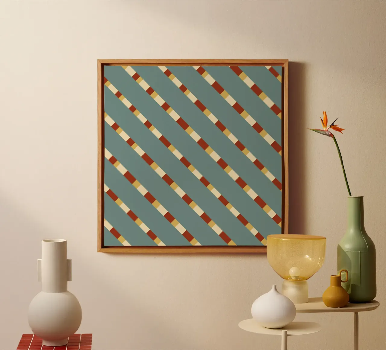 Weaving stripe pattern 14 canvas with Floater frame by Little Dean