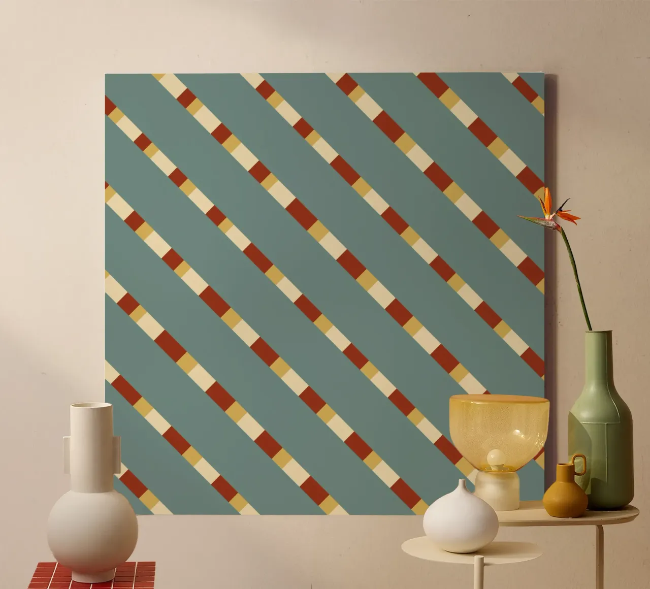 Weaving stripe pattern 14 canvas with Floater frame by Little Dean