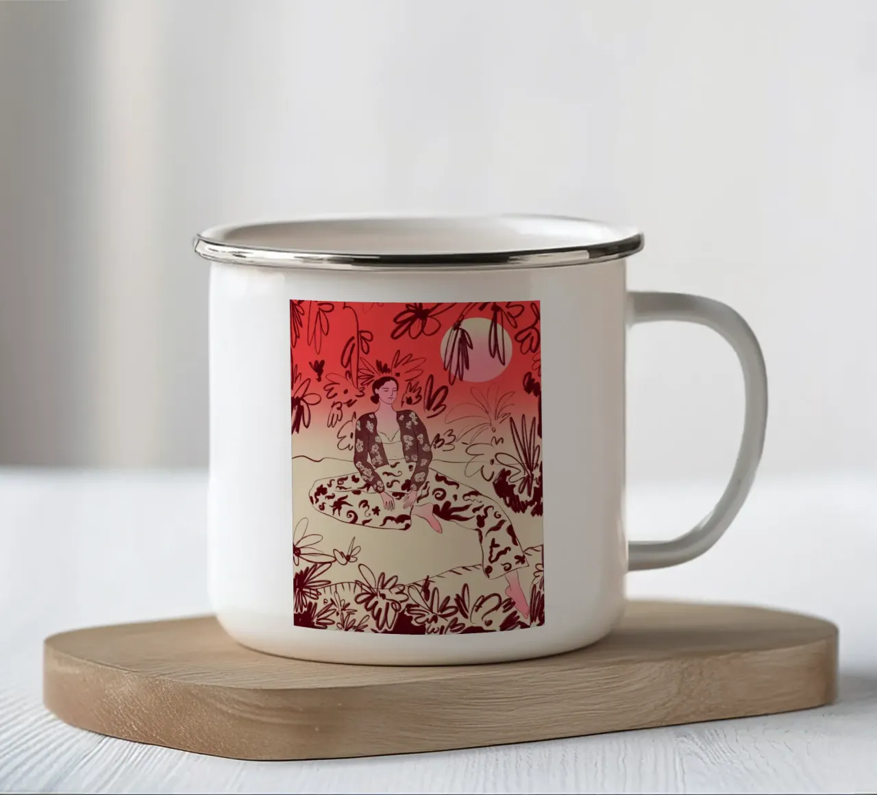 FINDING PEACE tazza in smalto da Sandra Poliakov