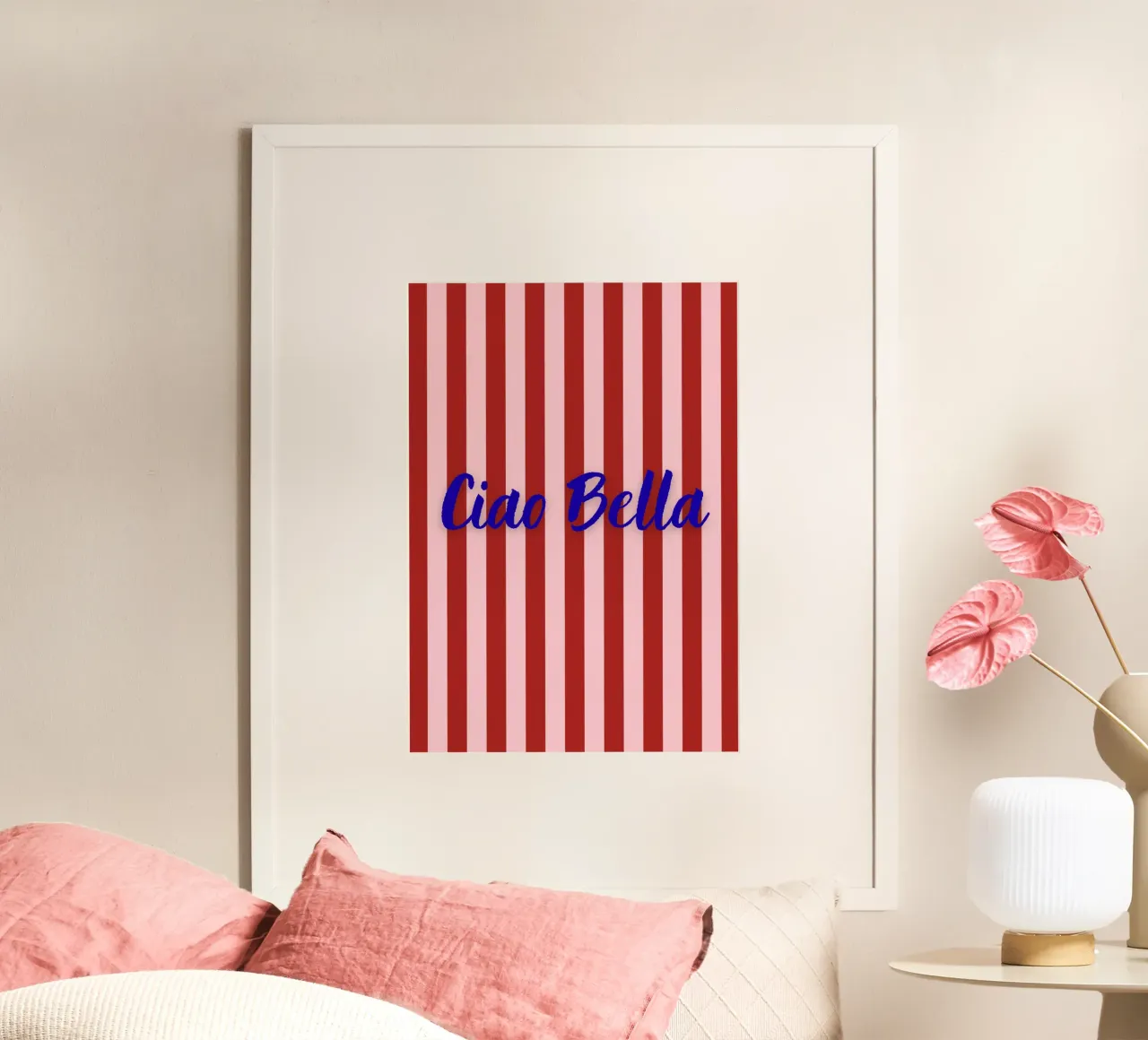 Ciao Bella poster con telaio in alluminio da https://www.juniqe.com/de/shop/artemis