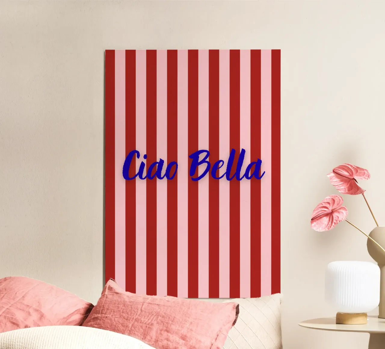 Ciao Bella poster con telaio in alluminio da https://www.juniqe.com/de/shop/artemis