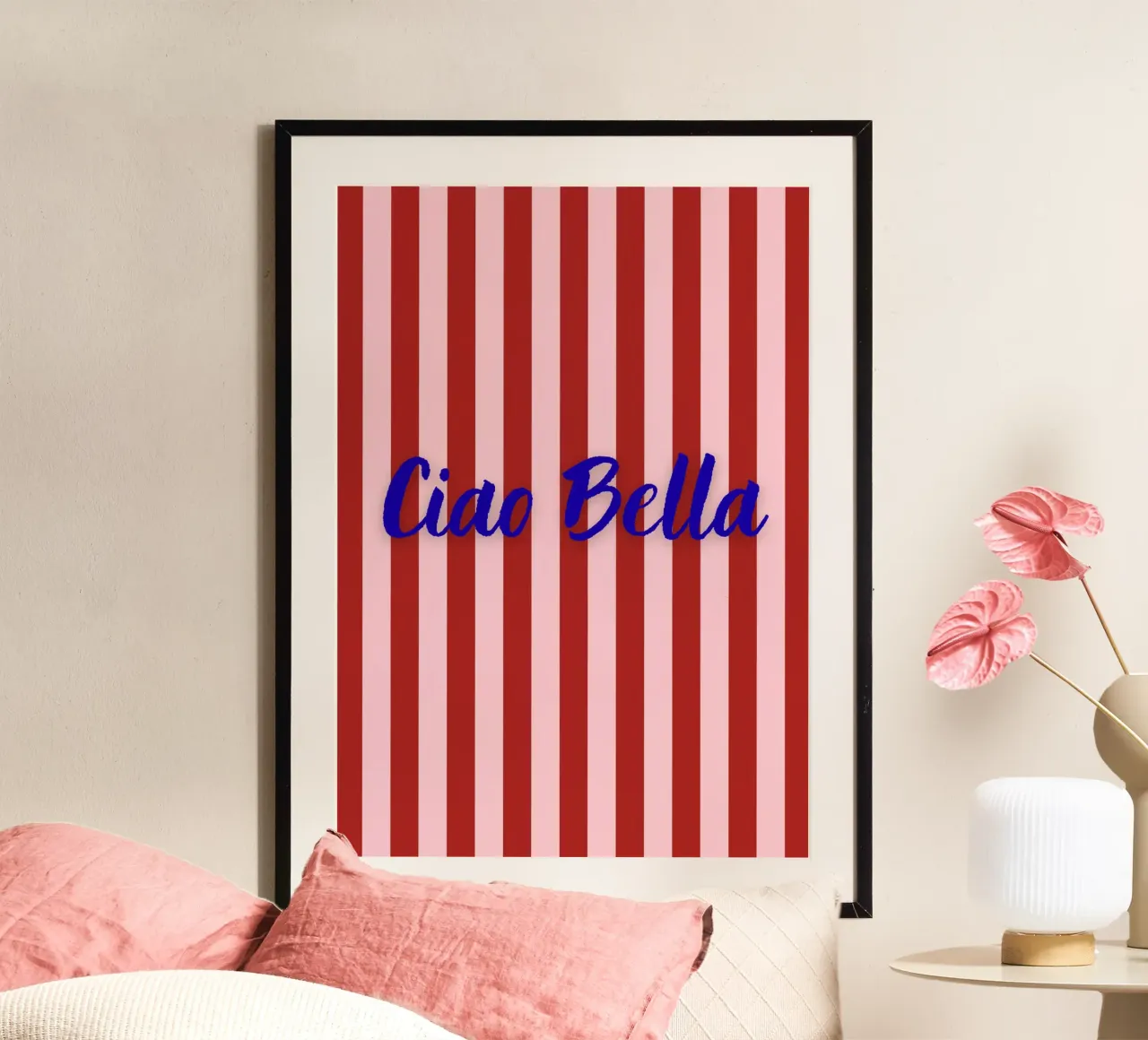 Ciao Bella poster con telaio in alluminio da https://www.juniqe.com/de/shop/artemis