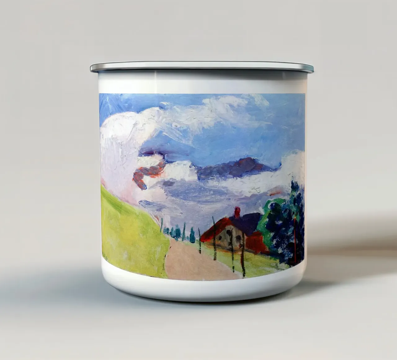 strada del villaggio collinare tazza in smalto da briyan shop
