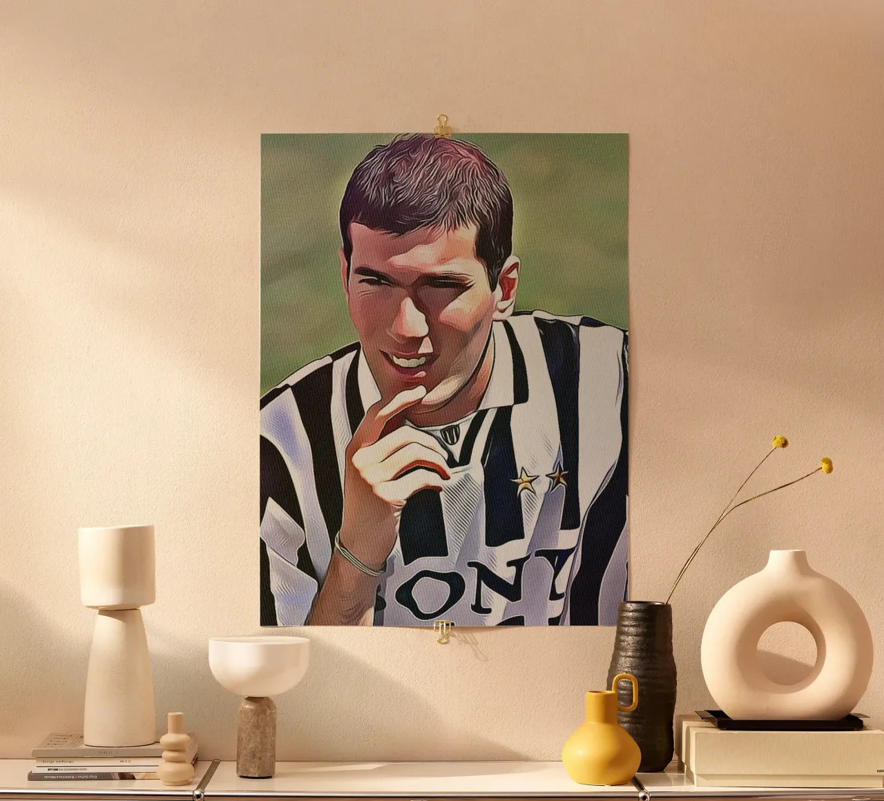 Zinedine Zidane alla Juventus poster con telaio in plastica da dan band