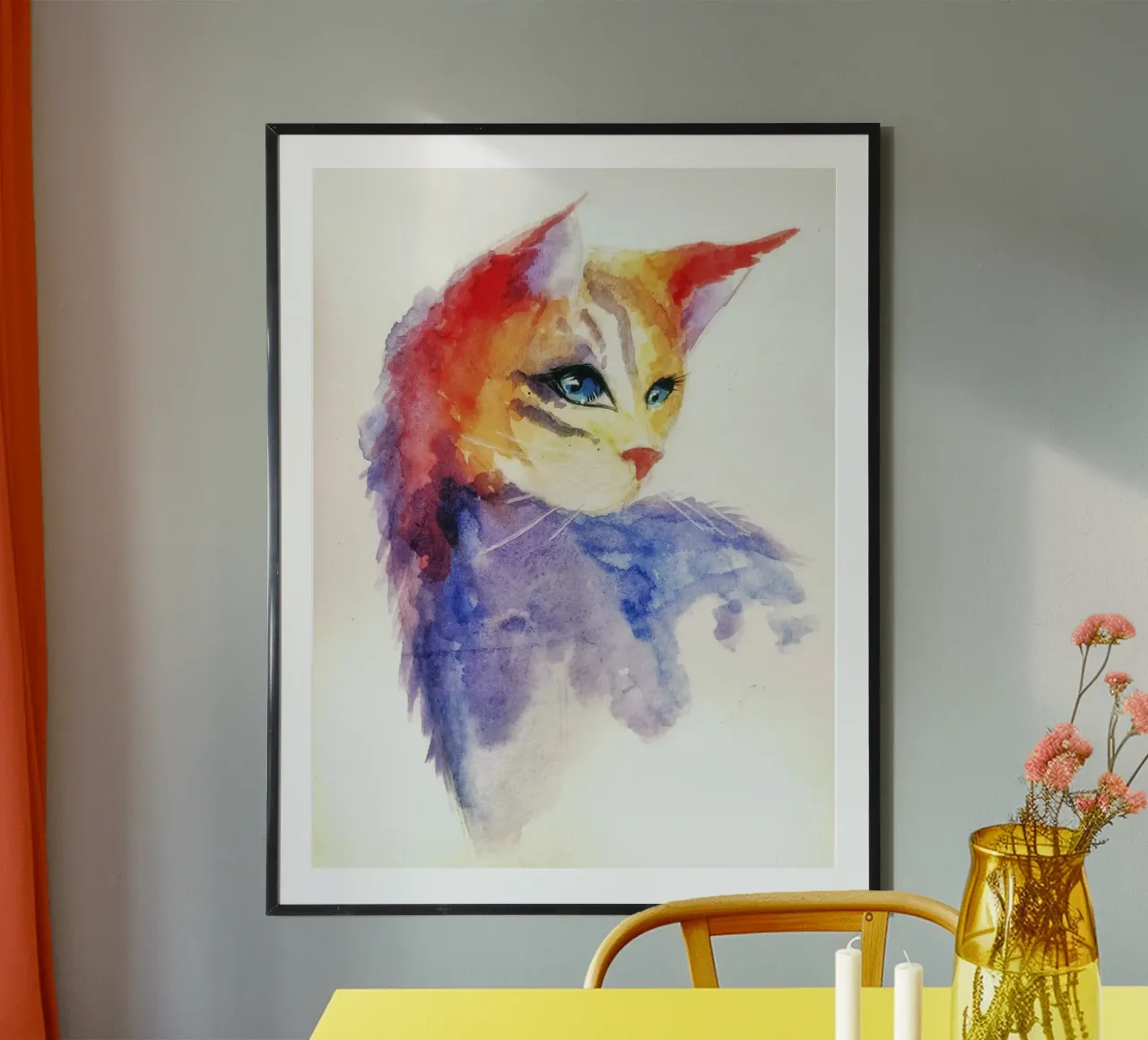 Ritratto di gatto ad acquerello poster da 🎨 Point and Art