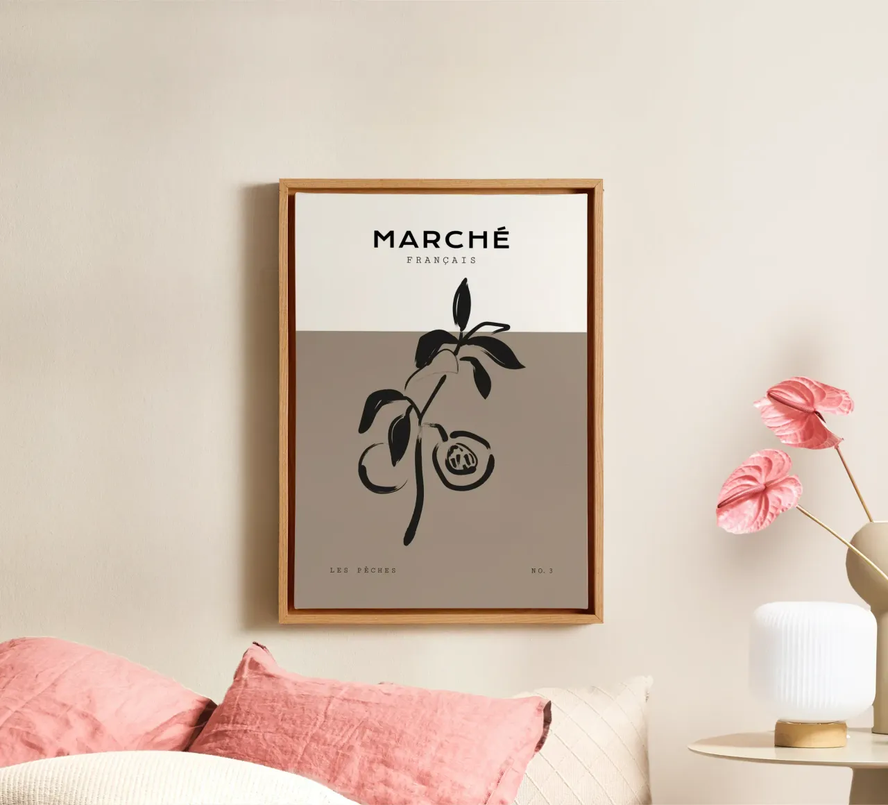Boho Bohemian 5 Peaches tela con Cornice a cassetta da Boho Print Collection