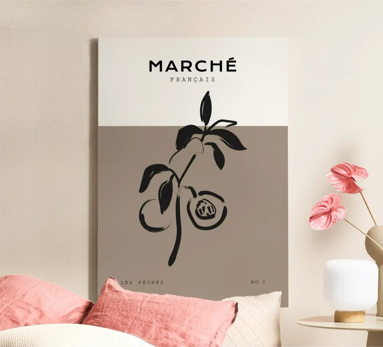 Boho Bohemian 5 Peaches tela con Cornice a cassetta da Boho Print Collection