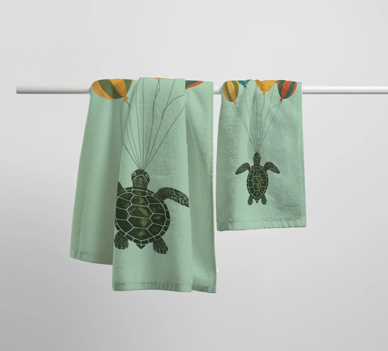 Turtle with Balloons towel by DesignDoodle