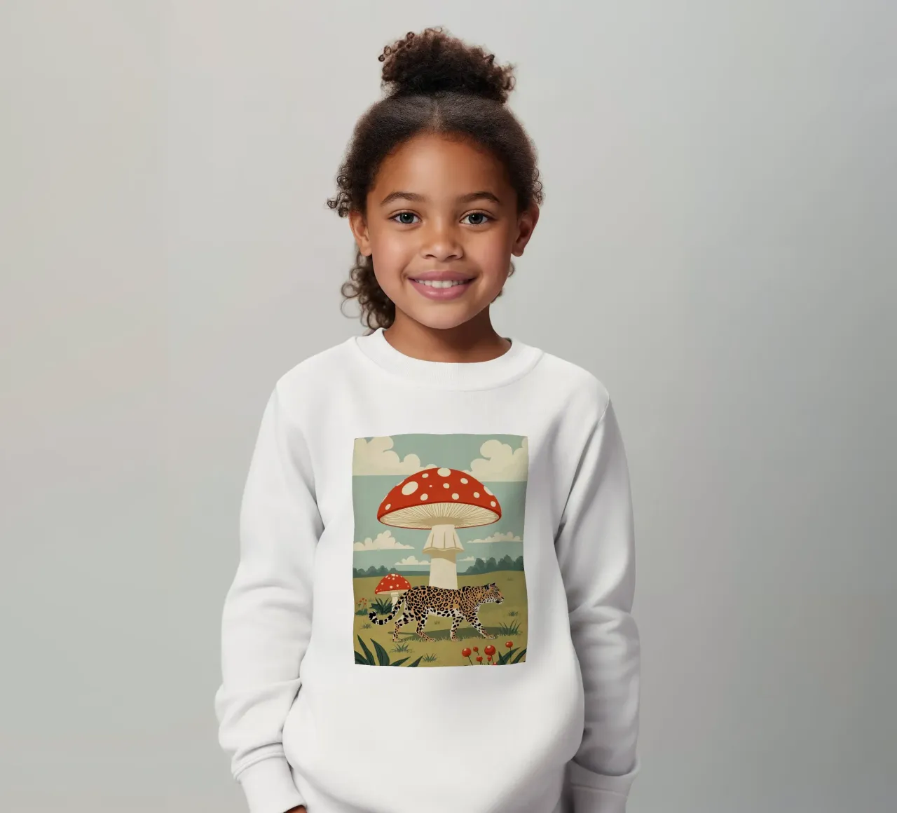 Giaguaro e funghi maculati in un campo felpa bambino da DesignDoodle