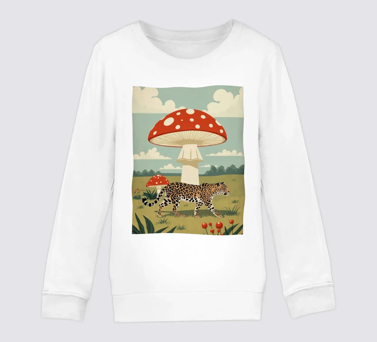 Giaguaro e funghi maculati in un campo felpa bambino da DesignDoodle