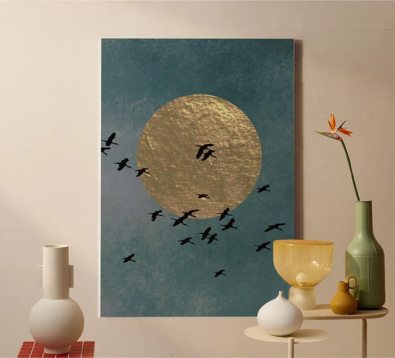 flock bird and sun canvas met Baklijst van Good days