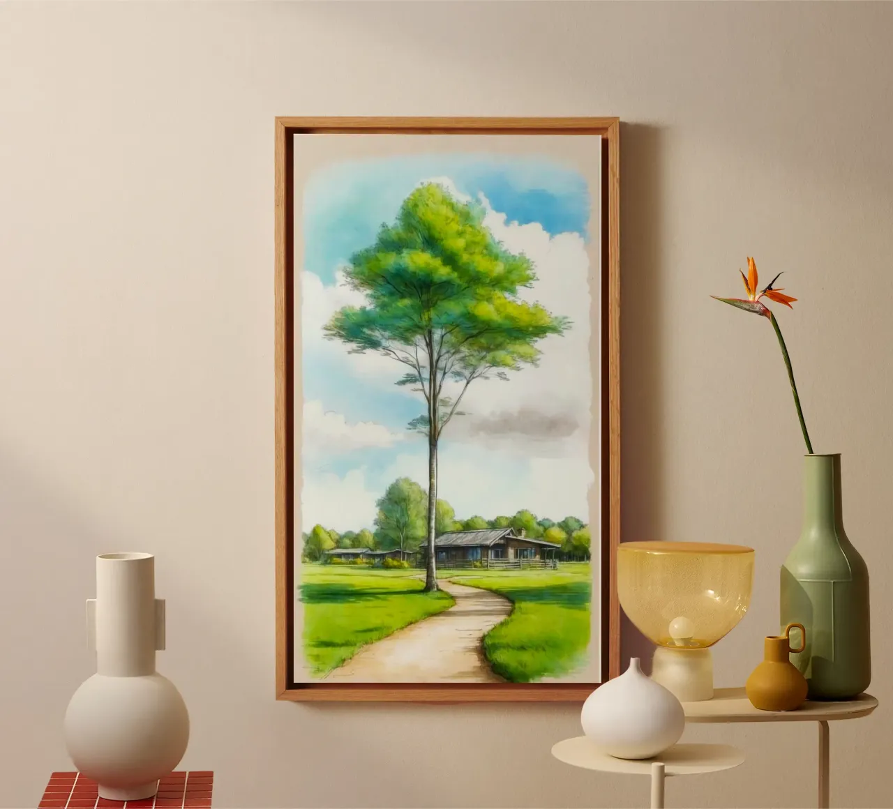 pastel tall tree tela con Cornice a cassetta da lily