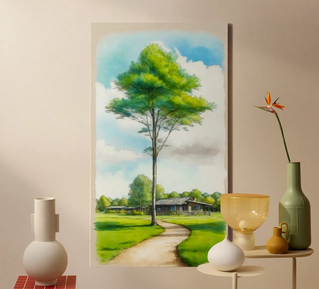 pastel tall tree tela con Cornice a cassetta da lily